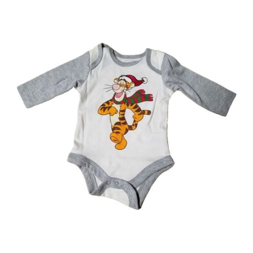 Disney Baby Tigger Newborn One Piece Long Sleeve Bodysuit White/Gray 6-9 Months